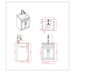 English Elm Hennessy Deluxe 24" Laundry Cabinet With Stainless Steel Sink, Chrome Faucet & Shaker Storage Design B136P158798