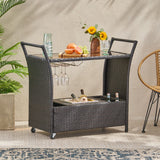 Christopher Knight Home® - Noble House - Bahama Outdoor Wicker Bar Cart with Tempered Glass Top