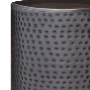 English Elm Corbin Handcrafted Hammered Metal Side Table — 16" Drum Accent Table with Durable Powder Coat Finish Black B136P158997