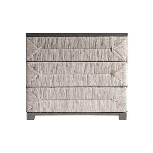 Bernhardt Bernhardt Palma Nightstand With Woven Abaca Drawers, Rustic Grey Oak, Push-To-Open & Usb Charging 369232