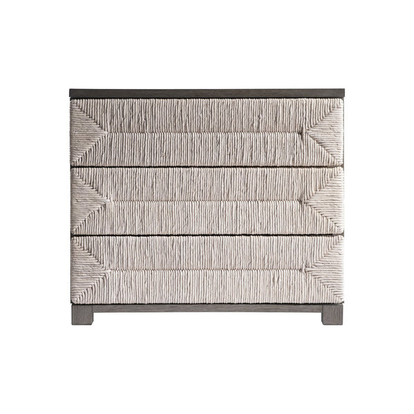 Bernhardt Bernhardt Palma Nightstand With Woven Abaca Drawers, Rustic Grey Oak, Push-To-Open & Usb Charging 369232