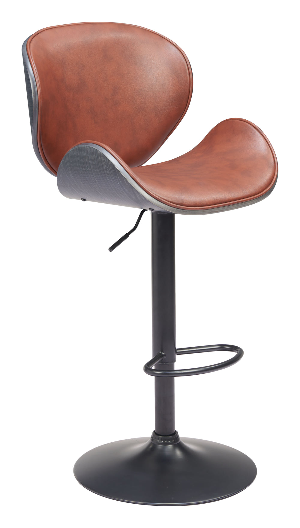 Zuo Modern Meyane Barstool - Modern Design With High-quality Vinyl, Plywood, And Steel For Stylish Spaces Brown 100% Polyurethane,Plywood,Steel 110568-zuo-modern