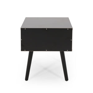English Elm Christopher Knight Home® - END TABLE Mid-Century Modern Two-Toned End Table with Drawer, Faux Wood Top & Splayed Legs for Living Room Black White 66761.00BLKWHT