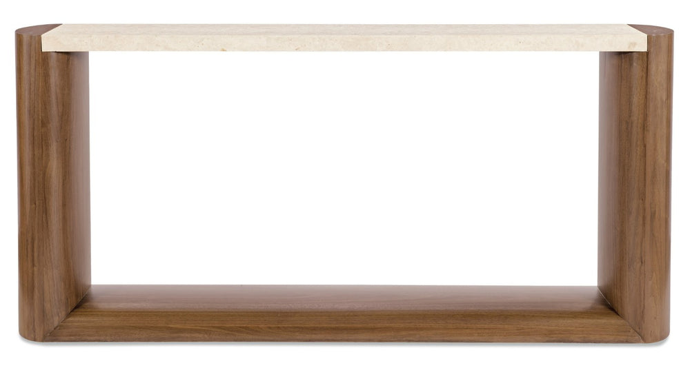 Hooker Furniture Eleana Marble Top Console Table — Slim 74" Walnut Veneer Entryway Console With Light Caramel Finish 7252-85003-85