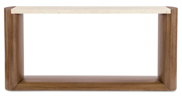 Hooker Furniture Eleana Marble Top Console Table — Slim 74" Walnut Veneer Entryway Console With Light Caramel Finish 7252-85003-85