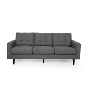 English Elm Christopher Knight Home® - 3-Seater Modern Fabric Sofa - Dark Grey, Elegant Button-Tufted Design, Durable & Stylish For Living Spaces 66890.00A_66890.00B