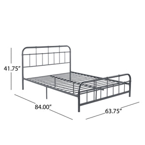 English Elm Queen Iron Platform Bed Pipe Style Frame No Box Spring Needed Industrial Loft Bedroom Charcoal Grey 64072.00CHARGRY-Q