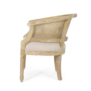 English Elm Christopher Knight Home® - ACCENT Chair French Country Club Accent Chair with Cane Webbing, Weathered Wood, Plush Foam Seat 71062.00BGE