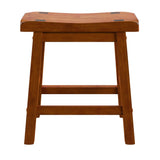 Homelegance By Top-Line Barrett Saddle Seat 18-inch Backless Stools (Set of 2) Oak Rubberwood