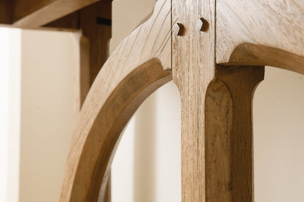 Hooker Furniture Commerce Handcrafted Console With Half-Circle Motif, Distressed Rustic-Modern Entryway Table Light Wood 7228-85004-85