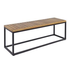 English Elm Christopher Knight Home® - JECO Industrial Wood and Metal Bench with Acacia Wood Seat and Black Iron Frame, Handcrafted Durable Finish Teak 62622.00WTCBLK