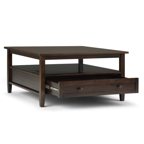 English Elm Warm Shaker Square Coffee Table - Tobacco Brown Wood With Storage, Timeless Style For Your Home B136P159736-GIGA