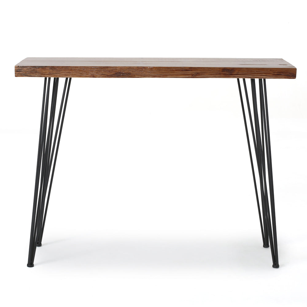 English Elm Christopher Knight Home® - BAR TABLE Rustic Natural MDF Top with Hairpin Iron Legs — Compact Stable Bistro Table for Small Spaces 62138.00