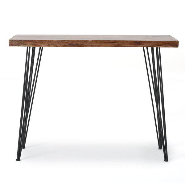 English Elm Christopher Knight Home® - BAR TABLE Rustic Natural MDF Top with Hairpin Iron Legs — Compact Stable Bistro Table for Small Spaces 62138.00
