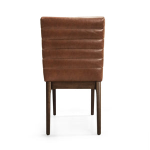 English Elm Upholstered Parsons Dining Chairs Set of 2 Channel Stitch Mid-century Walnut Frame 73471.00PUCOGN