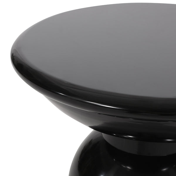 English Elm Outdoor Powder-coated Iron Pedestal Side Table for Patio and Lounge Spaces Black 73615.00BLK