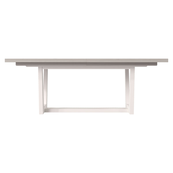 Bernhardt Bernhardt Stratum Dining Table With Mist Top & Polished Nickel Insets, Fossil Faux Stone Base, 82" 325224