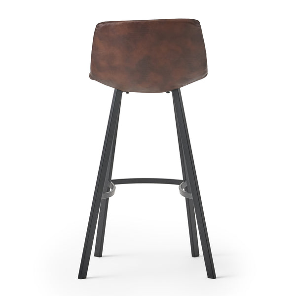 English Elm Christopher Knight Home® - Set of 2 Dax Faux Leather Barstool Brown with Faux Snakeskin Stitching, Cushioned Seat & Steel Legs 57582.00