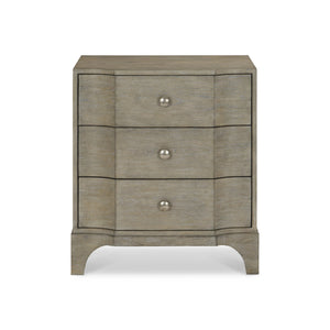Bernhardt Bernhardt Albion Nightstand With Pewter Finish, Solid White Oak, 3 Soft-Closing Drawers & Usb Charging 311220