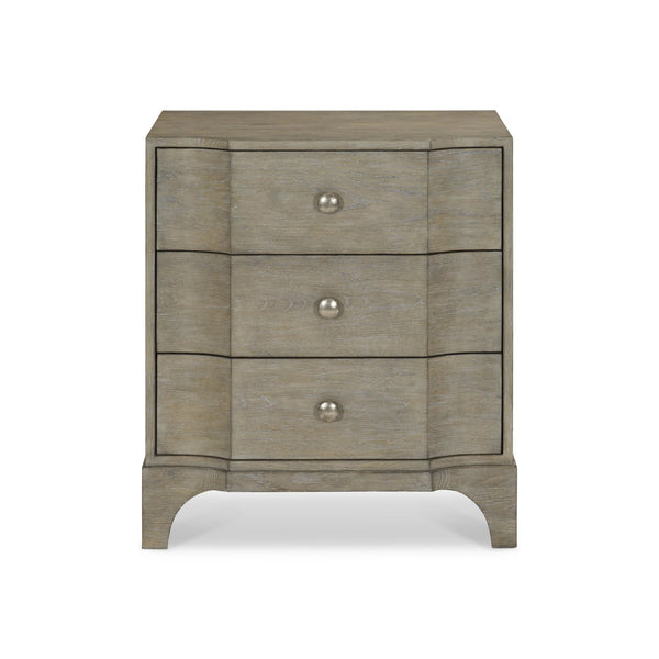 Bernhardt Bernhardt Albion Nightstand With Pewter Finish, Solid White Oak, 3 Soft-Closing Drawers & Usb Charging 311220