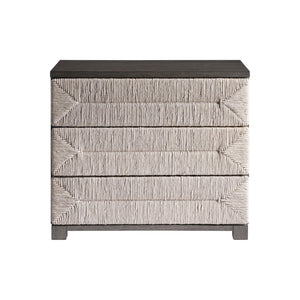 Bernhardt Bernhardt Palma Nightstand With Woven Abaca Drawers, Rustic Grey Oak, Push-To-Open & Usb Charging 369232