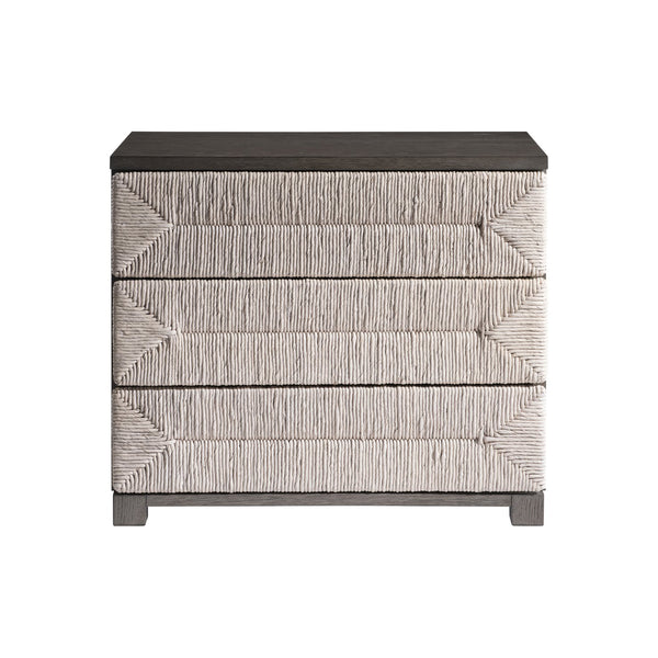 Bernhardt Bernhardt Palma Nightstand With Woven Abaca Drawers, Rustic Grey Oak, Push-To-Open & Usb Charging 369232