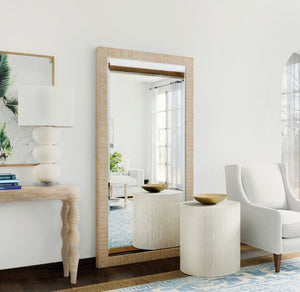 Hooker Furniture Serenity Sandpiper Floor Mirror With Rope-Wrapped Whitewashed Frame, Beveled Glass, Coastal Chic 6350-50001-83