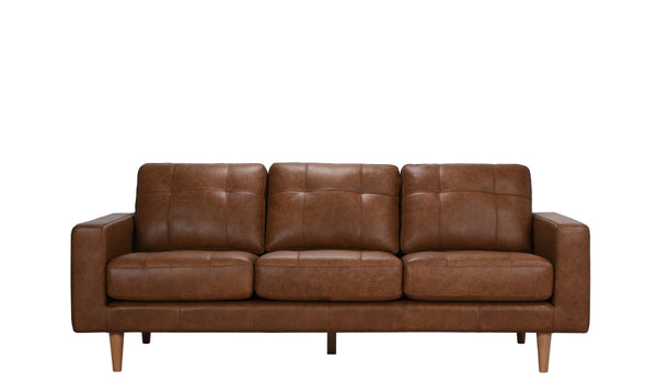 Porter Designs Porter Glisan Mid-century Modern Brown Full-grain Leather Sofa – Timeless Style & Comfort! Brown Leather 02-204-01-7168