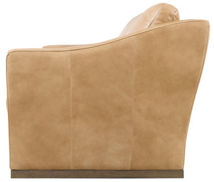 Hooker Furniture Fairfax Semi-Aniline Leather Sofa In Dark Blond With Low-Profile Wood Plinth Base And Flared Arms 40.39 L x 92.09W x 37.40H SS225-03-080