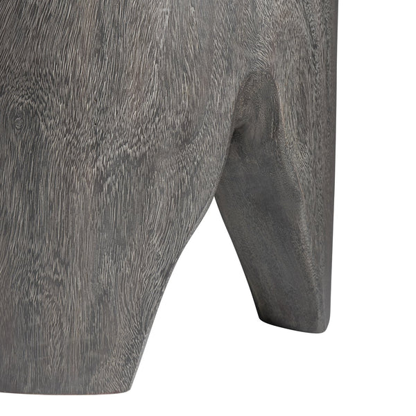 Bernhardt Bernhardt Kateri Carbonized Suar Drum Accent Table In Smoked Truffle — Handcrafted Sculptural Side Table (21"W) 487012