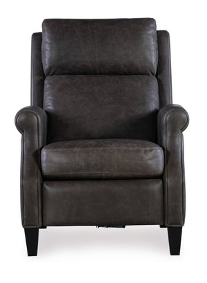 Hooker Furniture Hurley Aniline Top-Grain Leather Power Recliner With Usb, Bustle Back, Rolled Arms & Tapered Legs RC103-PH-095