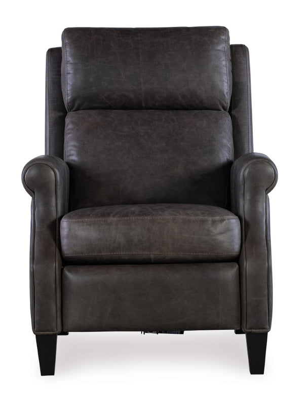 Hooker Furniture Hurley Aniline Top-Grain Leather Power Recliner With Usb, Bustle Back, Rolled Arms & Tapered Legs RC103-PH-095