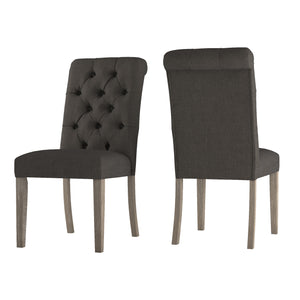 Homelegance By Top-Line Dafne Tufted Rolled Back Parsons Chairs (Set of 2) Grey Rubberwood