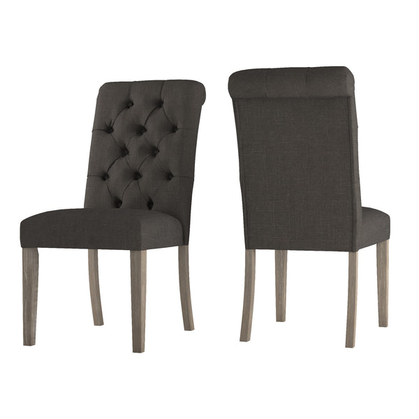 Homelegance By Top-Line Dafne Tufted Rolled Back Parsons Chairs (Set of 2) Grey Rubberwood