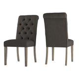 Homelegance By Top-Line Dafne Tufted Rolled Back Parsons Chairs (Set of 2) Grey Rubberwood