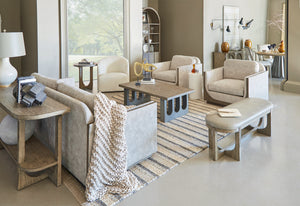 A.R.T. Furniture Bastion Sofa In Mink Finish - Contemporary Design With Silvery Chenille Blend & Pocket Coil Cushions  Parrwood Frame In The Mink Finish 763501-5354