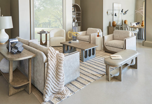 A.R.T. Furniture Bastion Swivel Chair In Cream Pearl – Contemporary Design With Foam Cushions And Tight Back Support  Fabric Is A Polyester In A Pearl Coloration 763516-5354