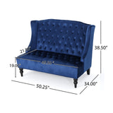 Christopher Knight Home® - Noble House - Leora Modern Glam Tufted Velvet Wingback Loveseat