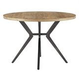 Homelegance By Top-Line Amala Wood Finish and Black Metal Base Round Dining Table Light Pine Veneer