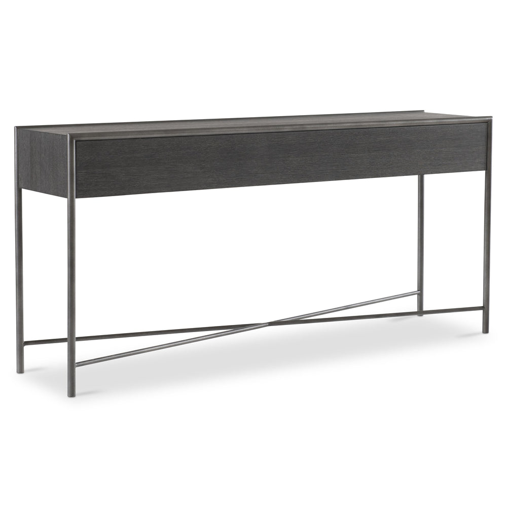 Bernhardt Bernhardt Outline Console Table Kohl Finish — 68" Wire‑Brushed Oak Top, Textured Steel Base, Modern Elegance 360920