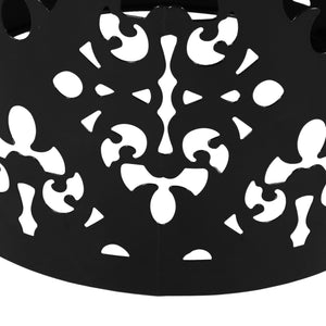 English Elm Metal Nesting End Table Set of Two with Floral Iron Cut Design for Living Room Black 73604.00BLK