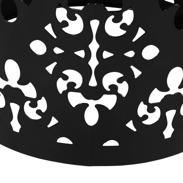 English Elm Metal Nesting End Table Set of Two with Floral Iron Cut Design for Living Room Black 73604.00BLK