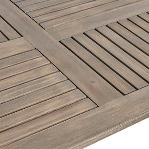 English Elm Acacia Wood Oval Outdoor Dining Table Weathered Gray Slatted Top Seats Six 62917.00GRY