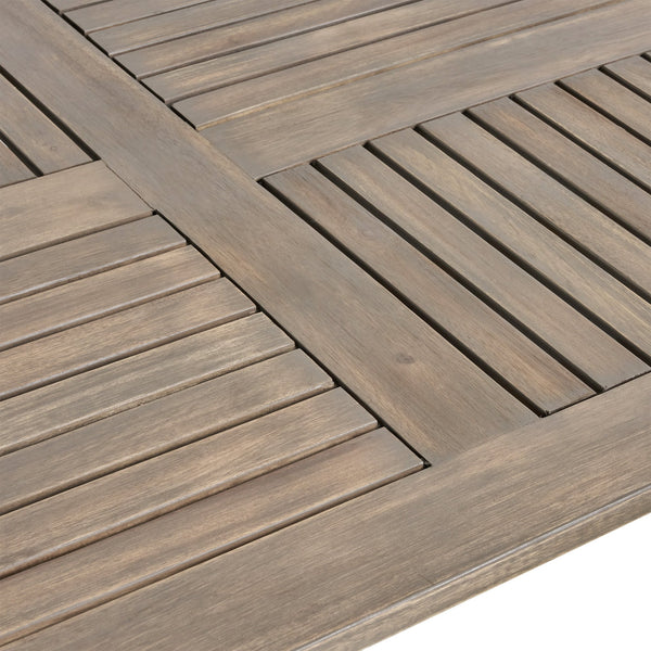 English Elm Acacia Wood Oval Outdoor Dining Table Weathered Gray Slatted Top Seats Six 62917.00GRY