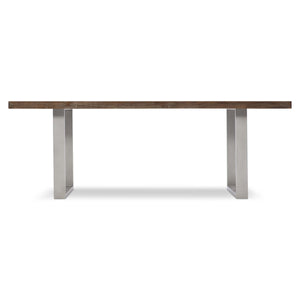 Bernhardt Bernhardt Draper Distressed Pine Dining Table With Dual Steel Pedestals, Sable Brown Top, 84" Wide 303224B