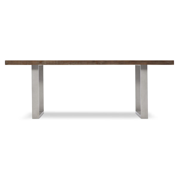 Bernhardt Bernhardt Draper Distressed Pine Dining Table With Dual Steel Pedestals, Sable Brown Top, 84" Wide 303224B