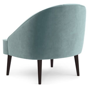 English Elm Harrah Velvet Accent Chair with Tufted Channel Back and Solid Rubberwood Legs, Mid-Century Flair Light Blue B136P158680