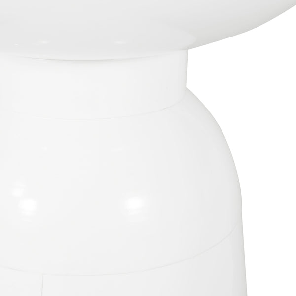 English Elm Outdoor Powder-coated Iron Pedestal Side Table for Patio and Lounge Spaces White 73615.00WHI