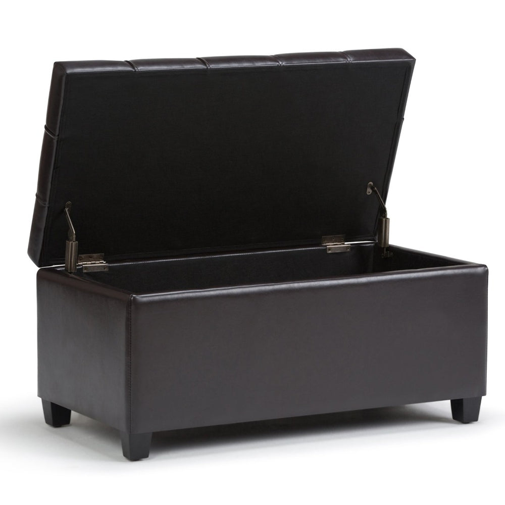 English Elm Sienna Storage Ottoman Bench In Tanners Brown - Stylish, Versatile, And Child-Safe Seating Solution B136P159111-GIGA