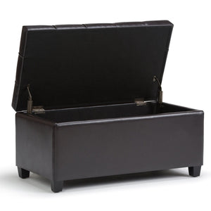 English Elm Sienna Storage Ottoman Bench In Tanners Brown - Stylish, Versatile, And Child-Safe Seating Solution B136P159111-GIGA